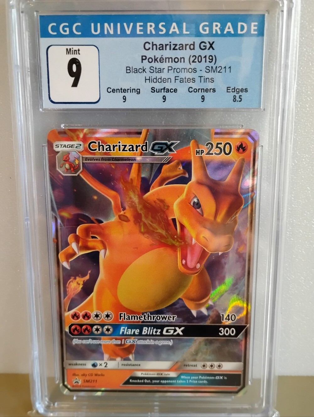 Charizard GX Pokémon Card (2019) – Orange/Red Holo – CGC Mint 9